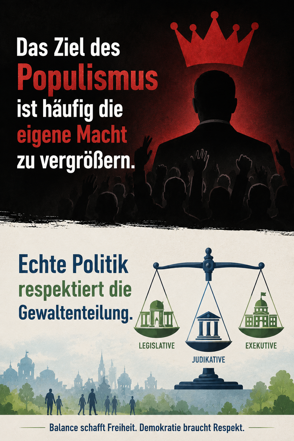 Bekanntes Bild zum Thema „Gewaltenteilung“ aus dem WhatsApp-Status