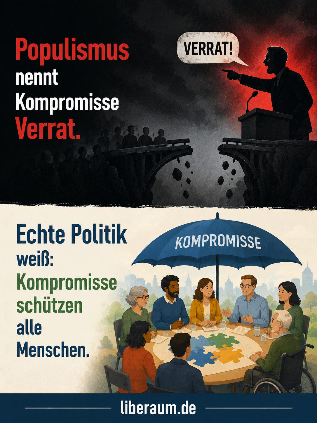 Bekanntes Bild zum Thema „Kompromiss“ aus dem WhatsApp-Status