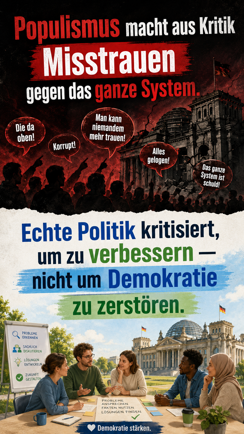Bekanntes Bild zum Thema „Wir gegen die“ aus dem WhatsApp-Status